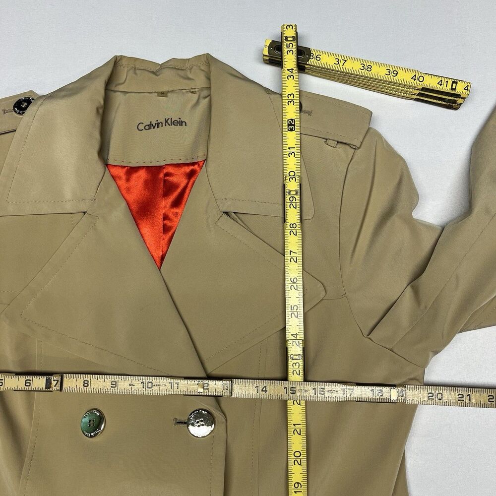 Calvin Klein Beige Double Breasted Belted Trench Coat Red - Picture 4 of 13